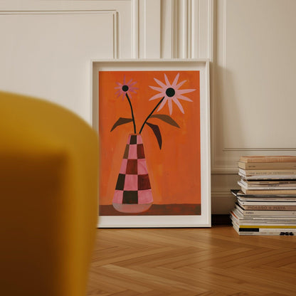 Orange Abstract Floral Art Print-Skudaboo