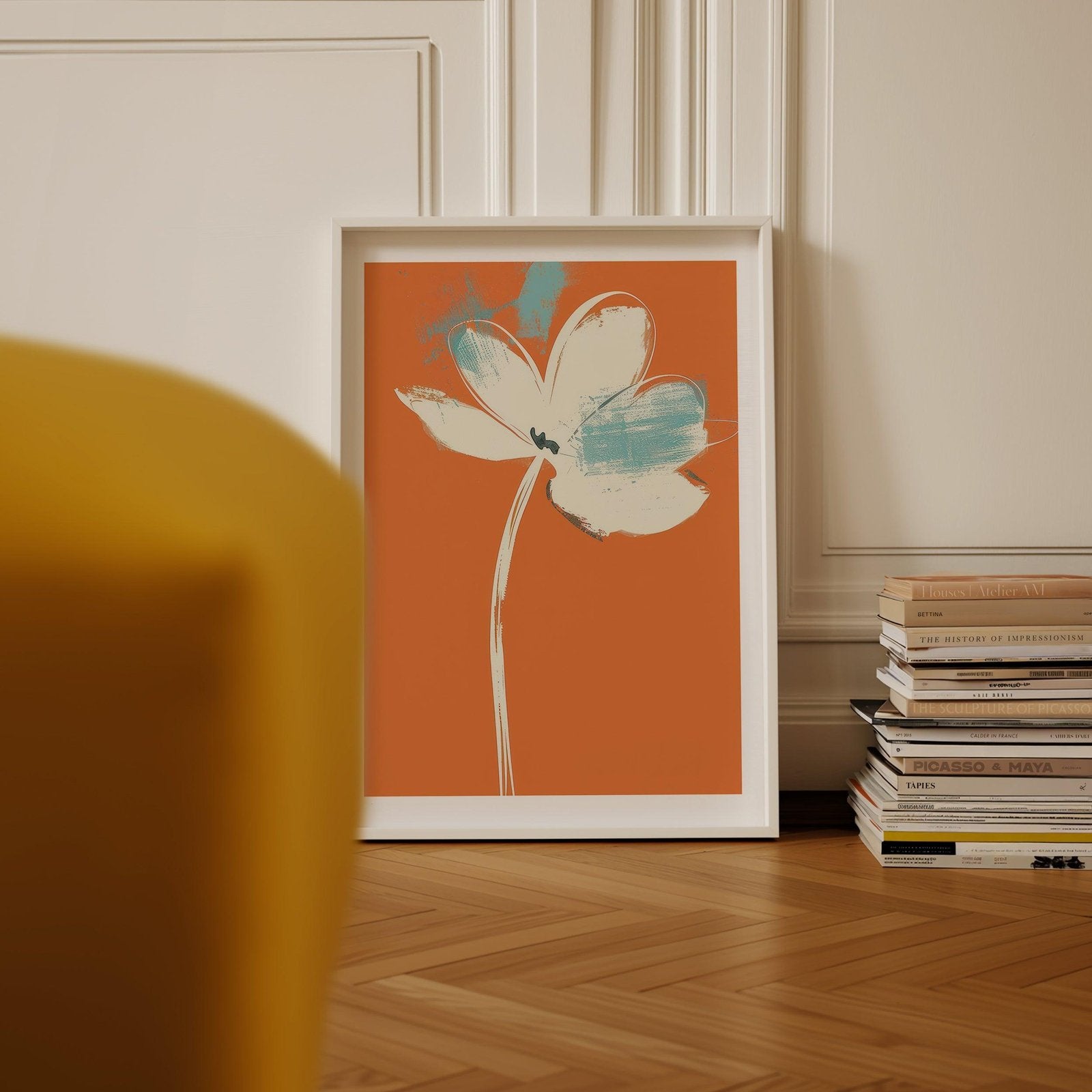 Orange Abtsract Flower Art Print-Skudaboo