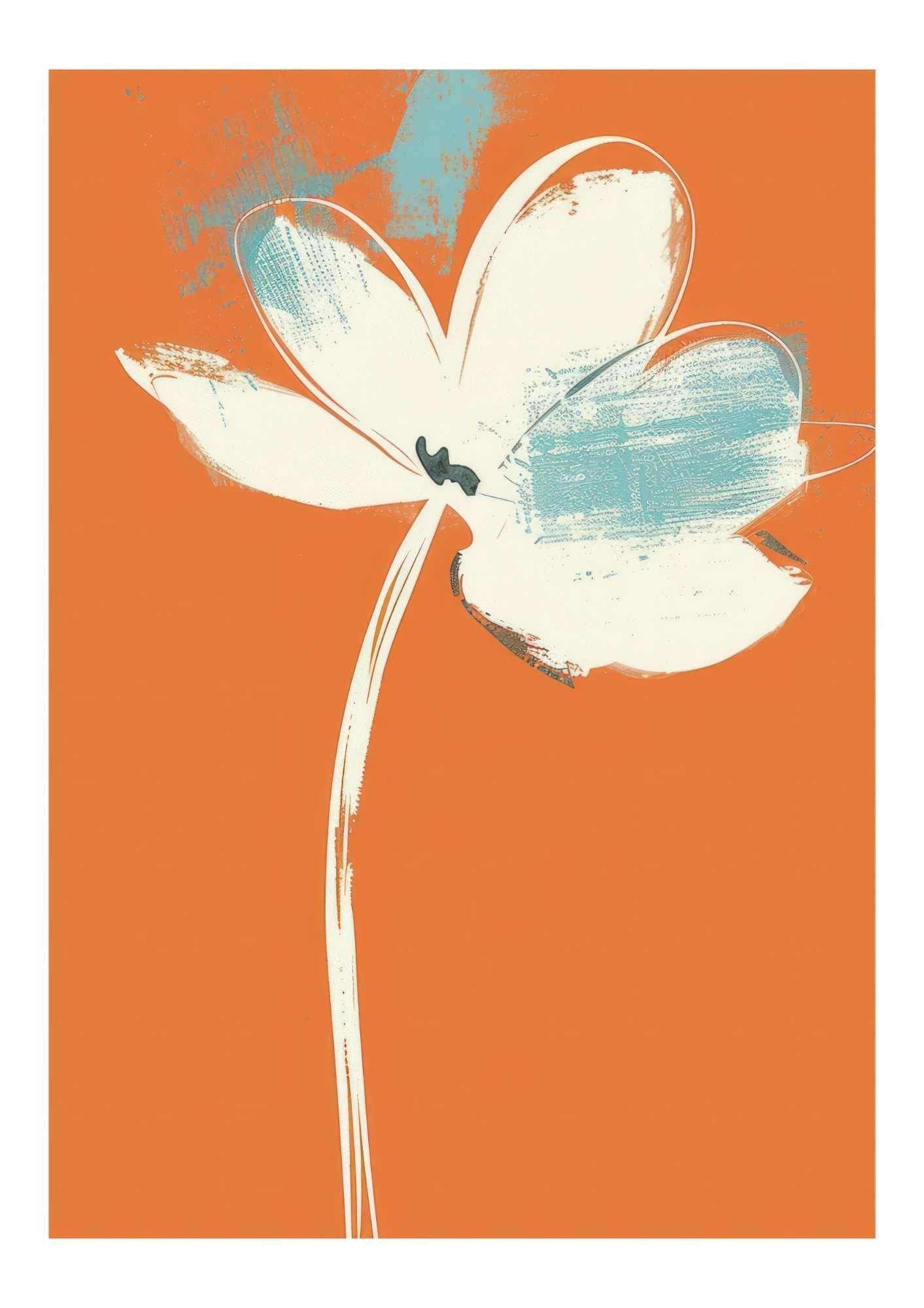 Orange Abtsract Flower Art Print-Skudaboo