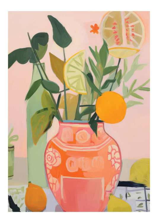 Oranges in a Vase Art Print-Skudaboo