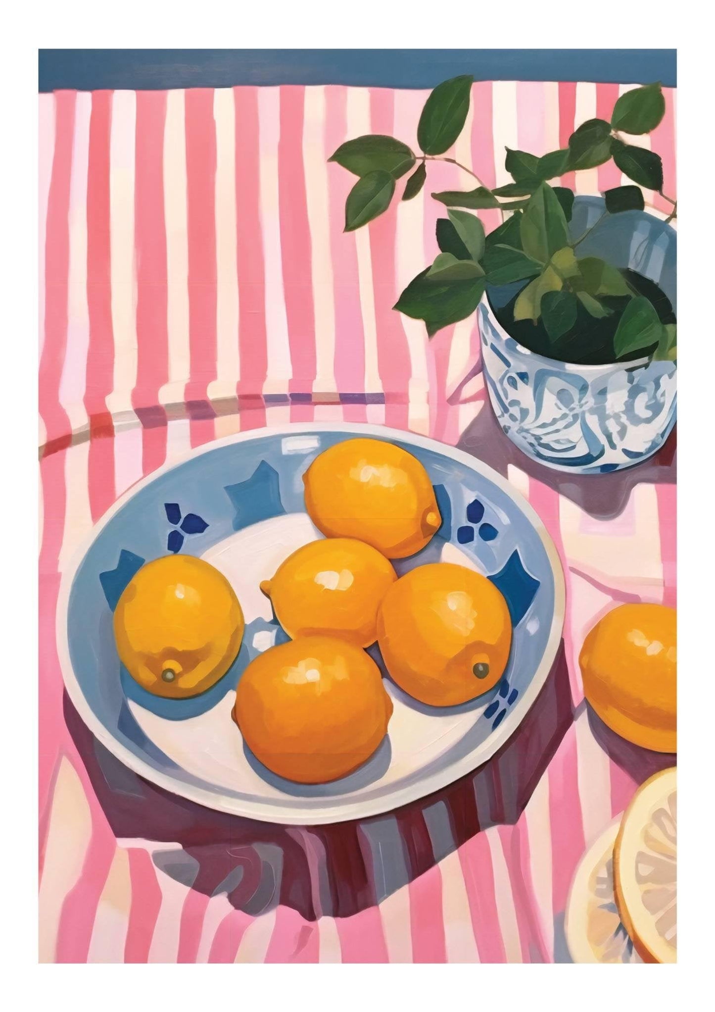 Oranges on Plate Art Print-Skudaboo