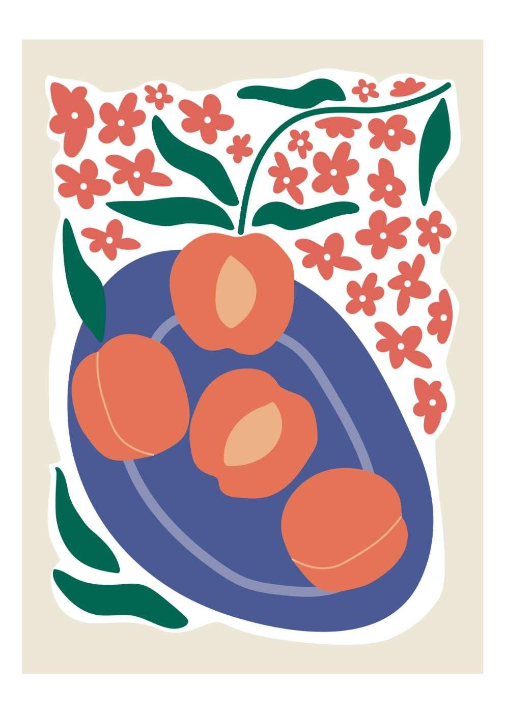 Peach & Floral Art Print-Skudaboo