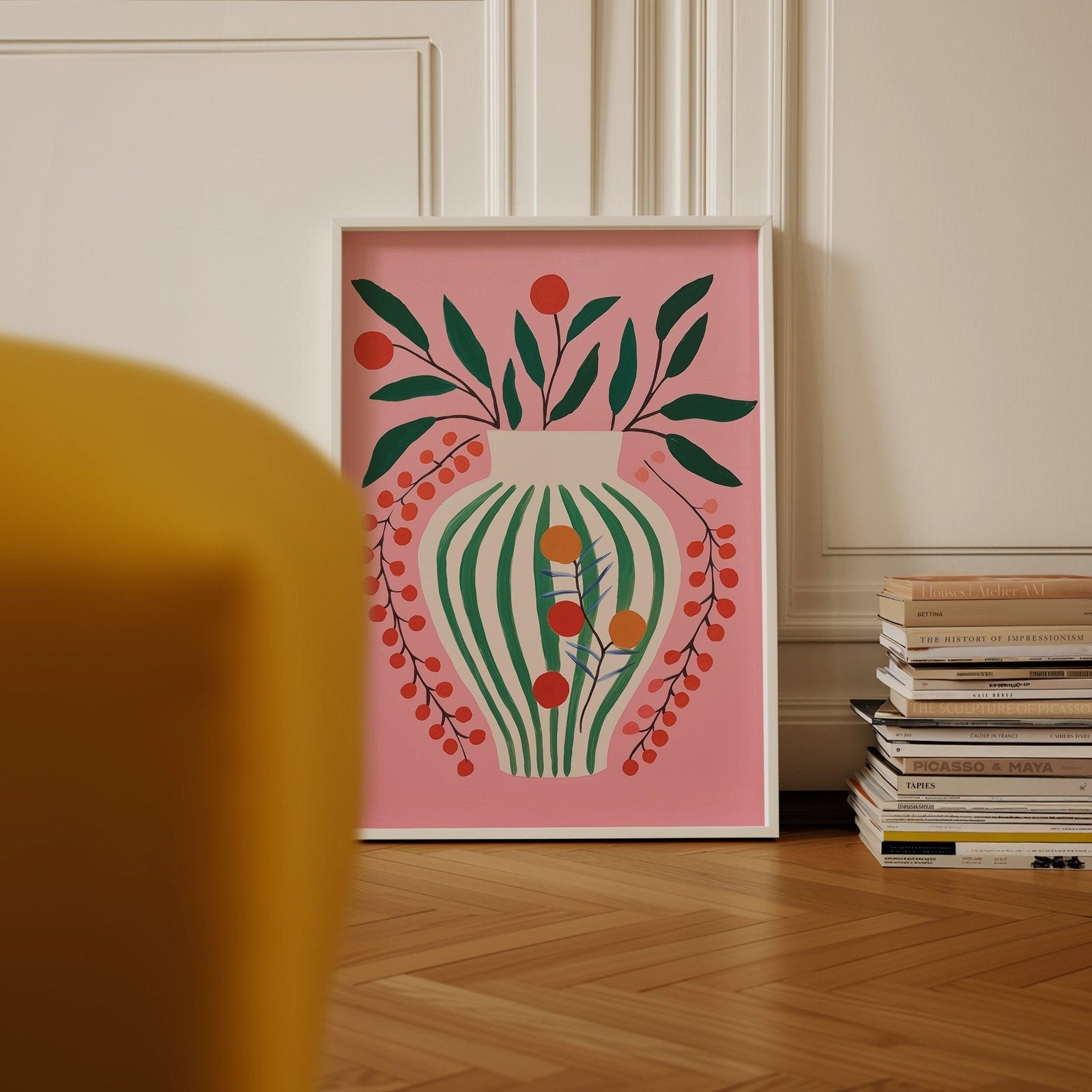 Pink & Green Vase Art Print-Skudaboo