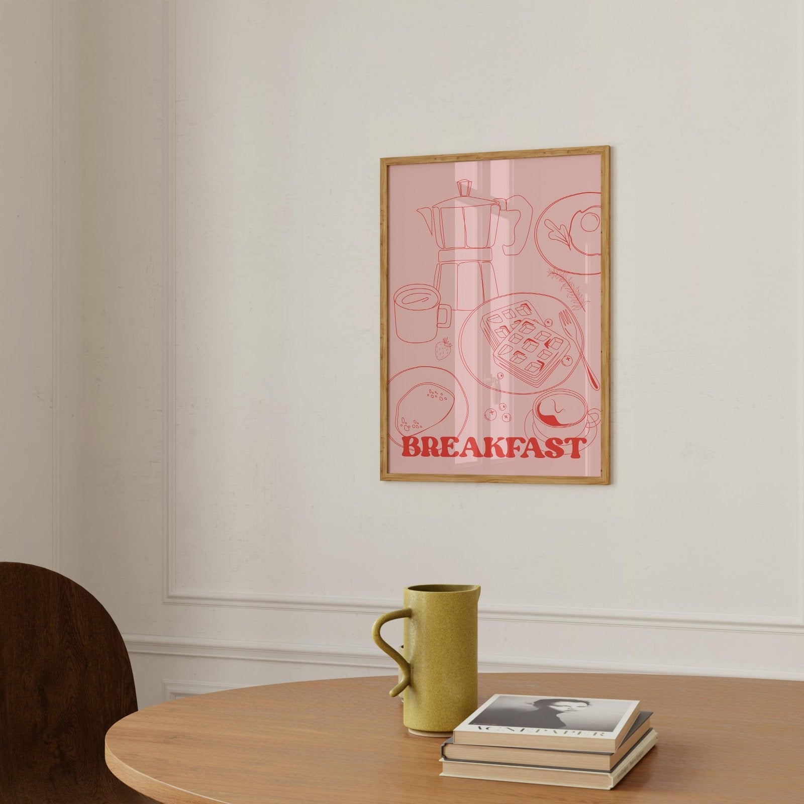 Pink & Red Breakfast Modern Art Print-Skudaboo