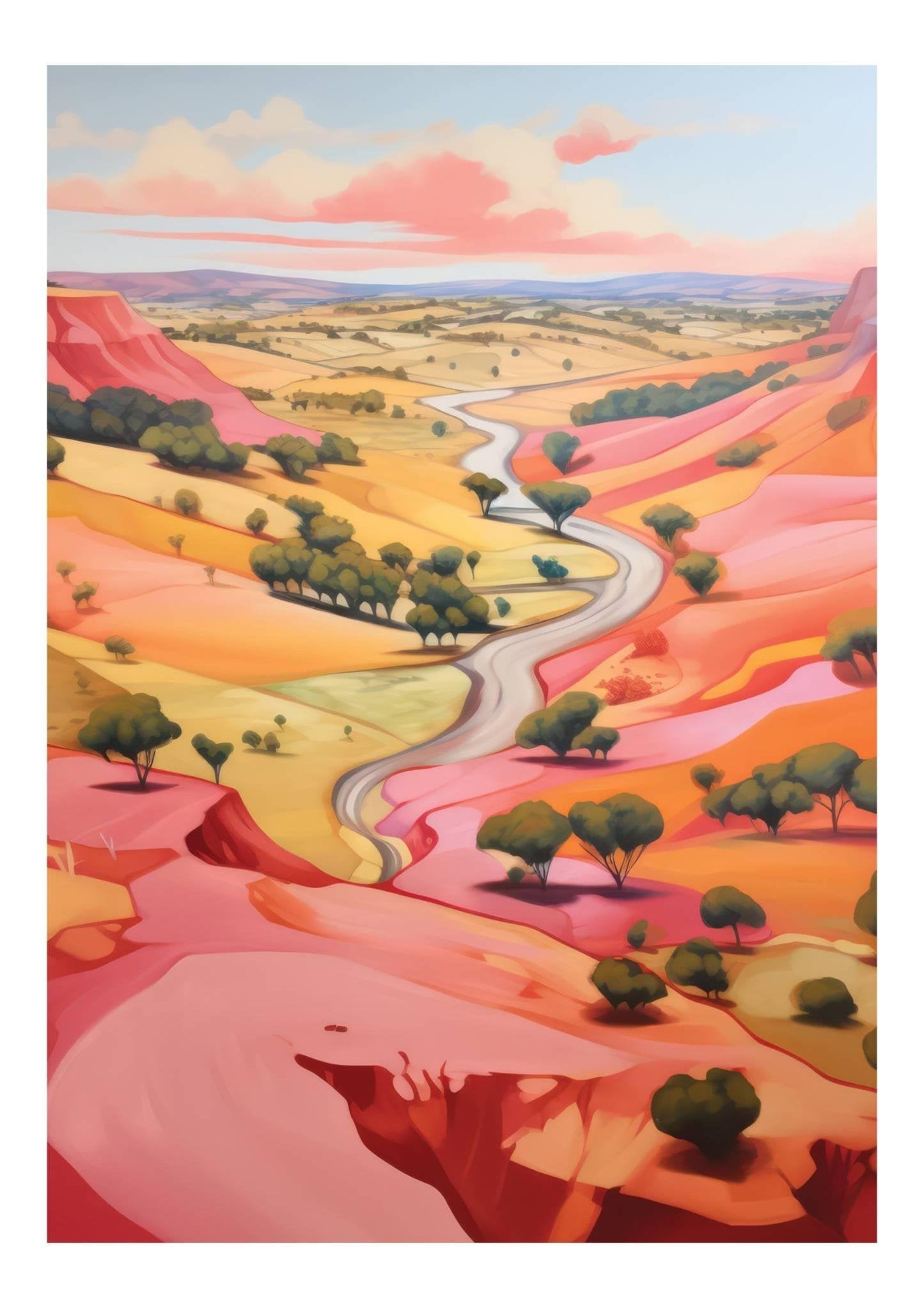 Pink Valley Art Print-Skudaboo