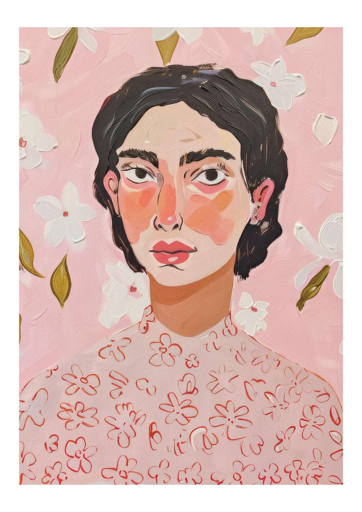 Pink Woman Art Print-Skudaboo