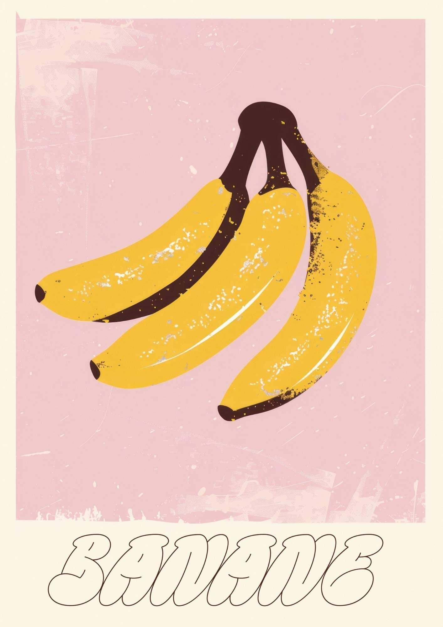 Pink & Yellow Banana Art Print-Skudaboo