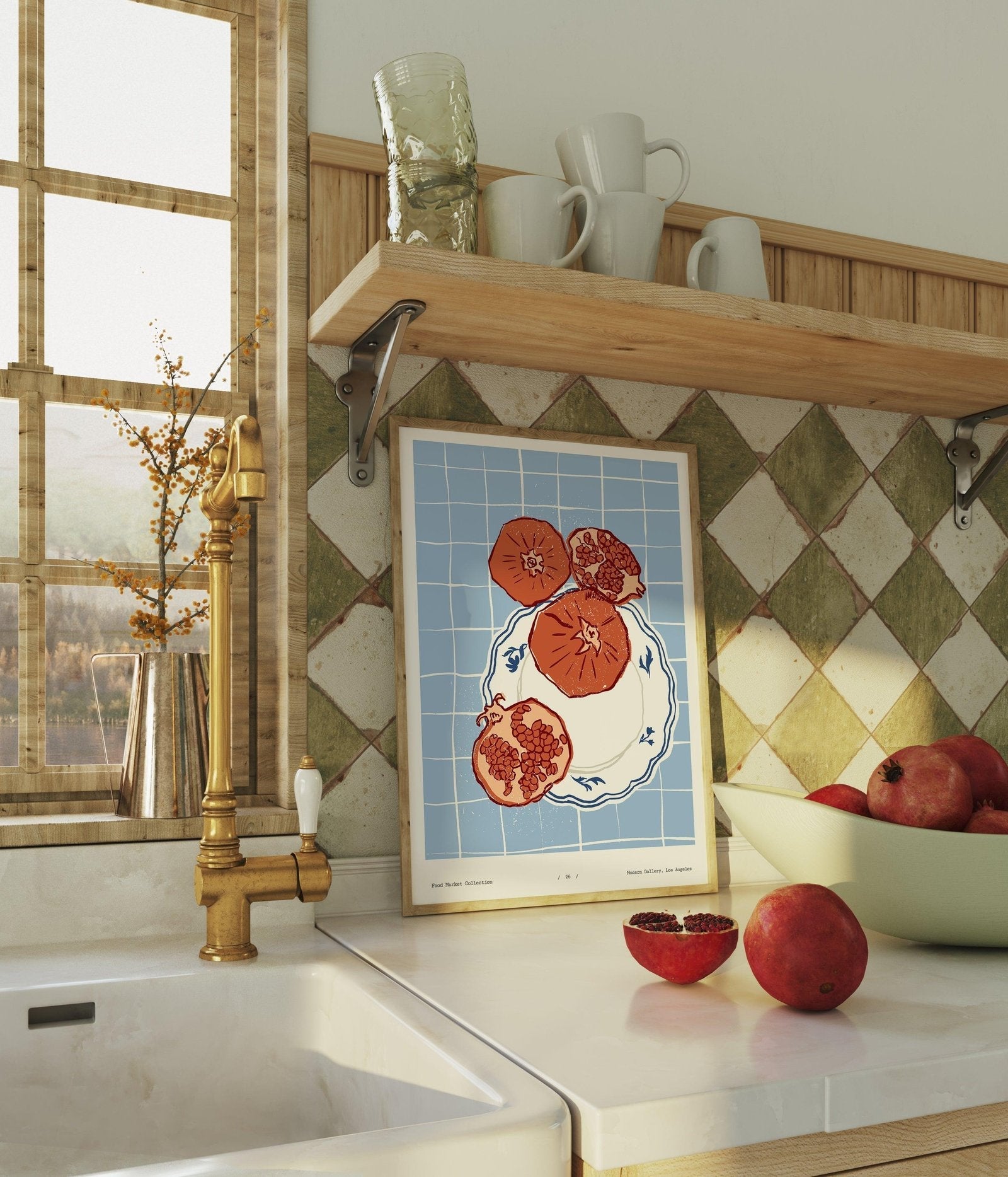 Pomegranates Fruity Art Print-Skudaboo