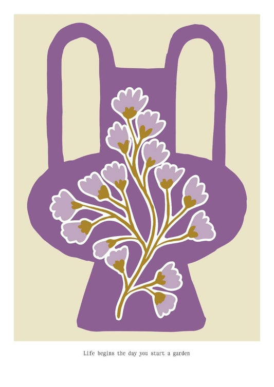 Purple Vase Spring Floral Art Print-Skudaboo