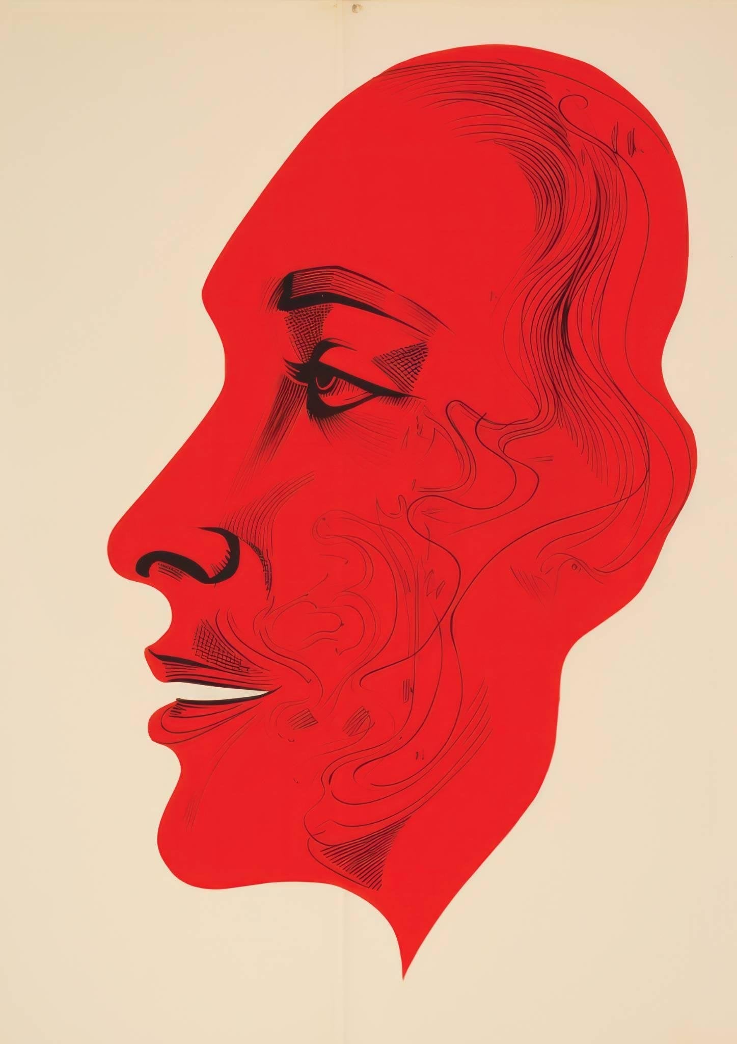 Red Face Art Print-Skudaboo