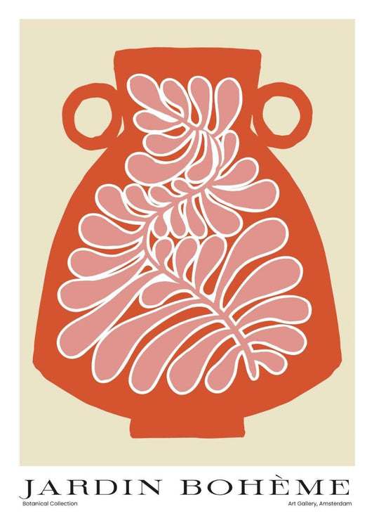 Red & Pink Vase Spring Floral Art Print-Skudaboo