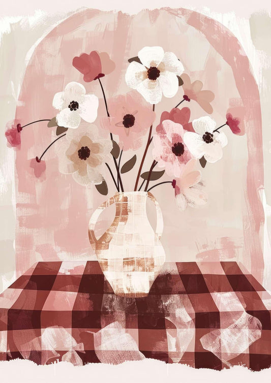 Red Vase & Flowers Art Print-Skudaboo