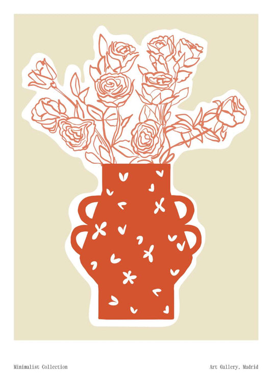 Red Vase Spring Floral Art Print