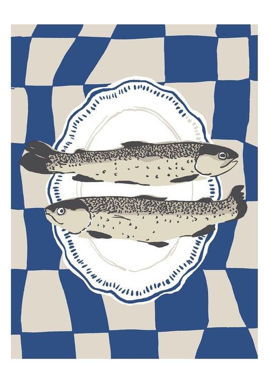 Sardines on a Plate Art Print-Skudaboo