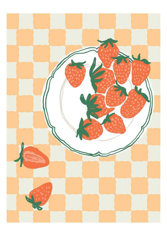 Strawberries Art Print-Skudaboo