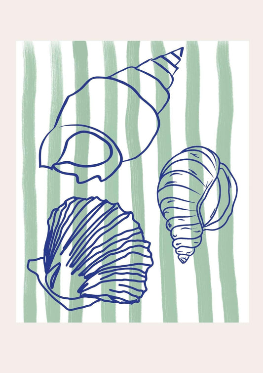 Stripes & Shells Art Print-Skudaboo