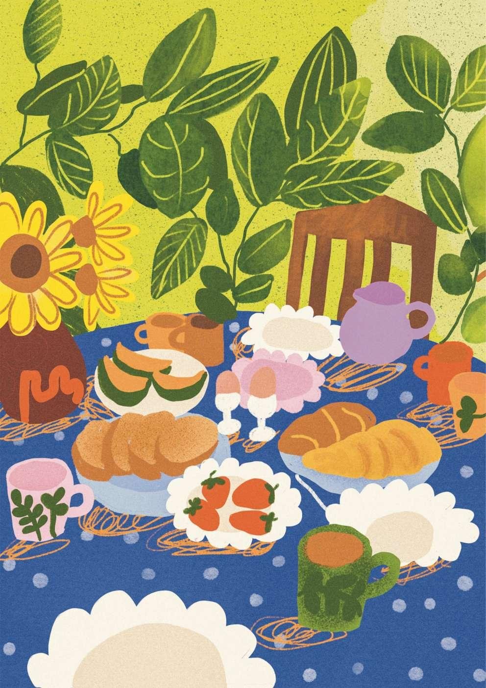 Summer Breakfast Picnic Art Print-Skudaboo