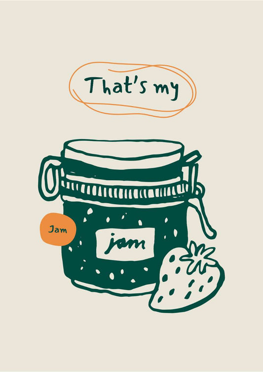 Skudaboo Neutral Minimalist Blue 'That's My Jam' Jam Jar Food Art Print