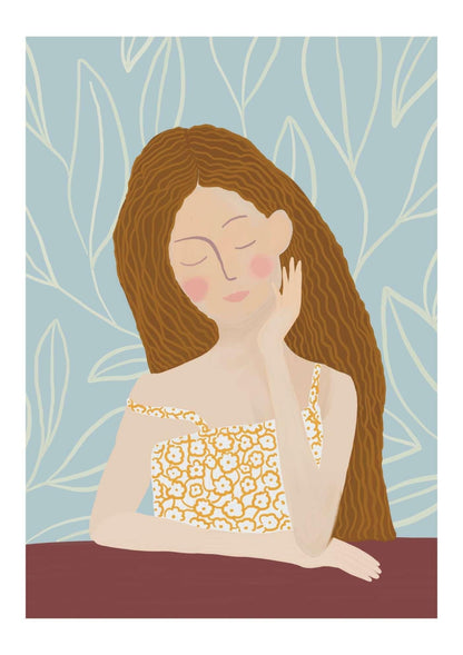 Thoughtful Female Art Print-Skudaboo