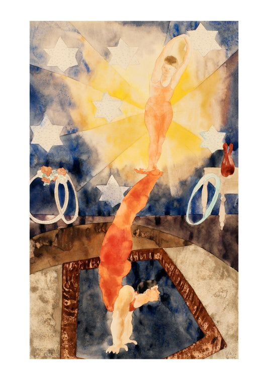 Two Acrobats in Red Tights Vintage Art Print-Skudaboo