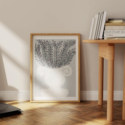 Vase and Pampas Art Print-Skudaboo