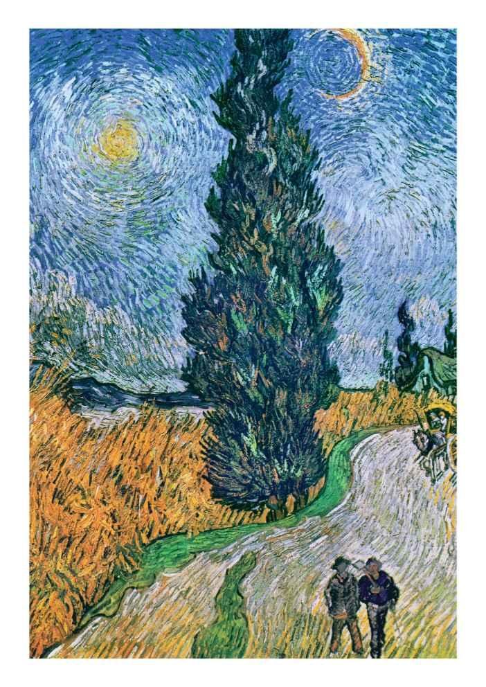 Vincent van Gogh's Road with Cypresses & Star Vintage Art Print-Skudaboo