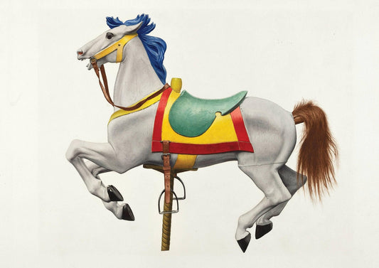 Vintage Carousel Horse Art Print-Skudaboo