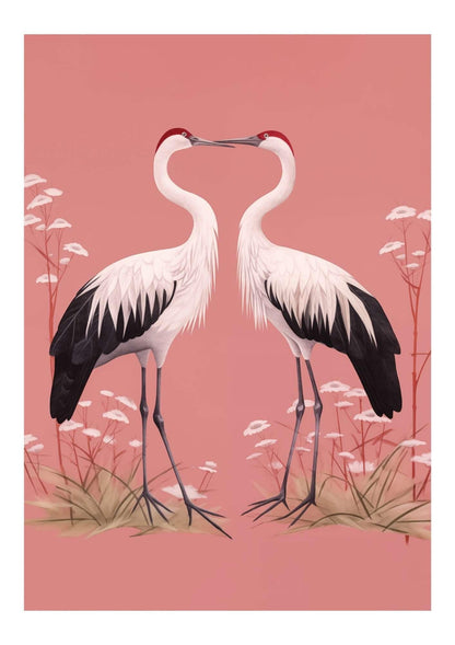 Vintage Inspired Cranes Art Print-Skudaboo