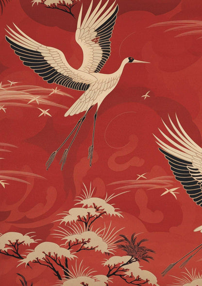 Vintage Inspired Flying Cranes Art Print-Skudaboo