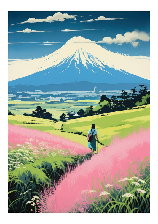 Walking to Mount Fuji Art Print-Skudaboo