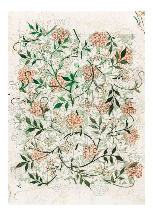 William Morris Jasmine Pattern Vintage Art Print-Skudaboo