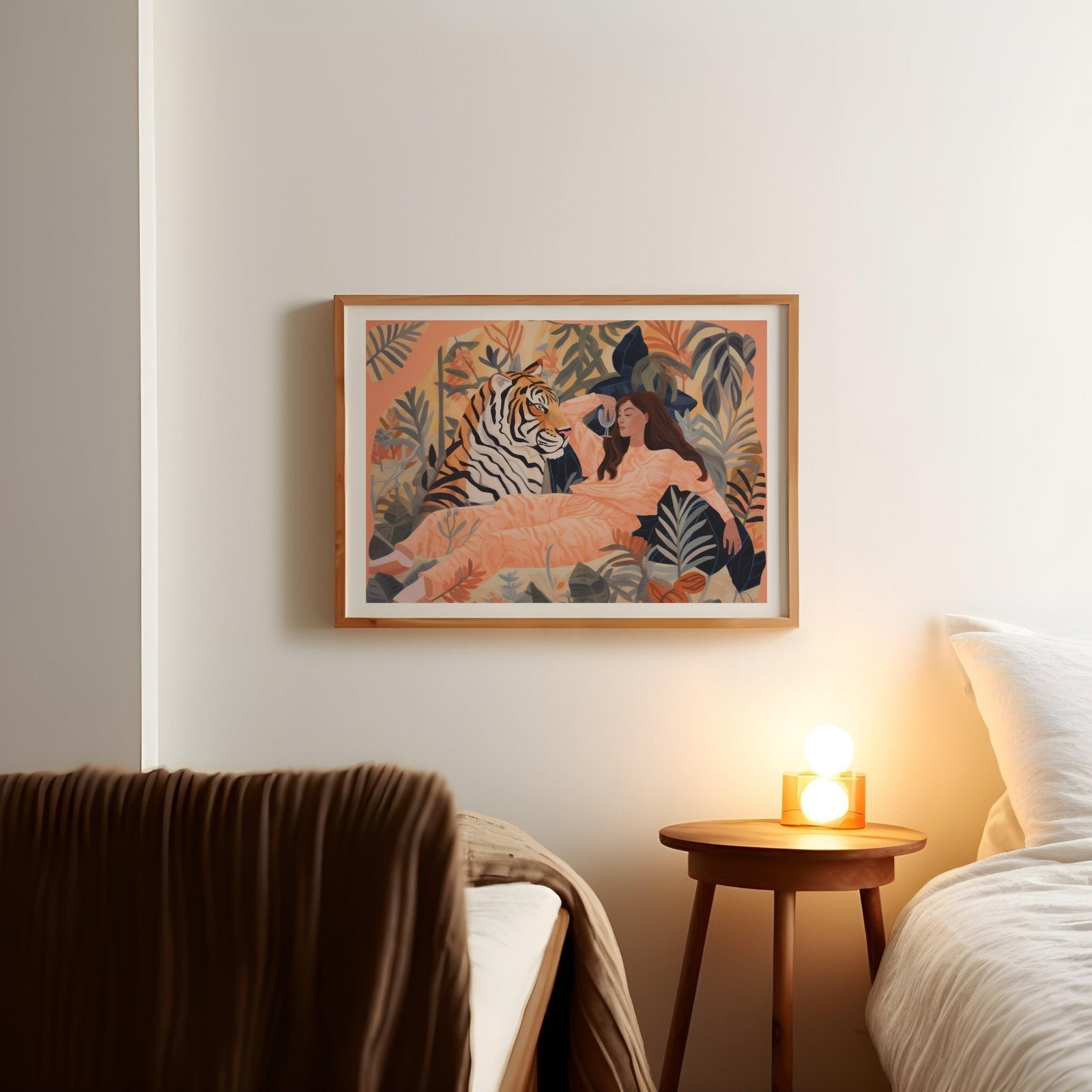 Woman & Tiger Art Print-Skudaboo