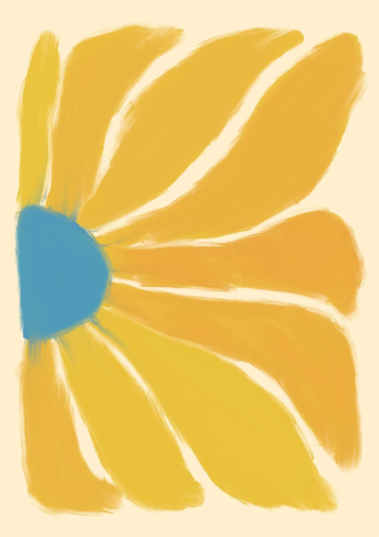 Yellow Abstract Flower Art Print-Skudaboo