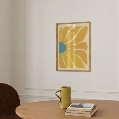 Yellow Abstract Flower Art Print-Skudaboo