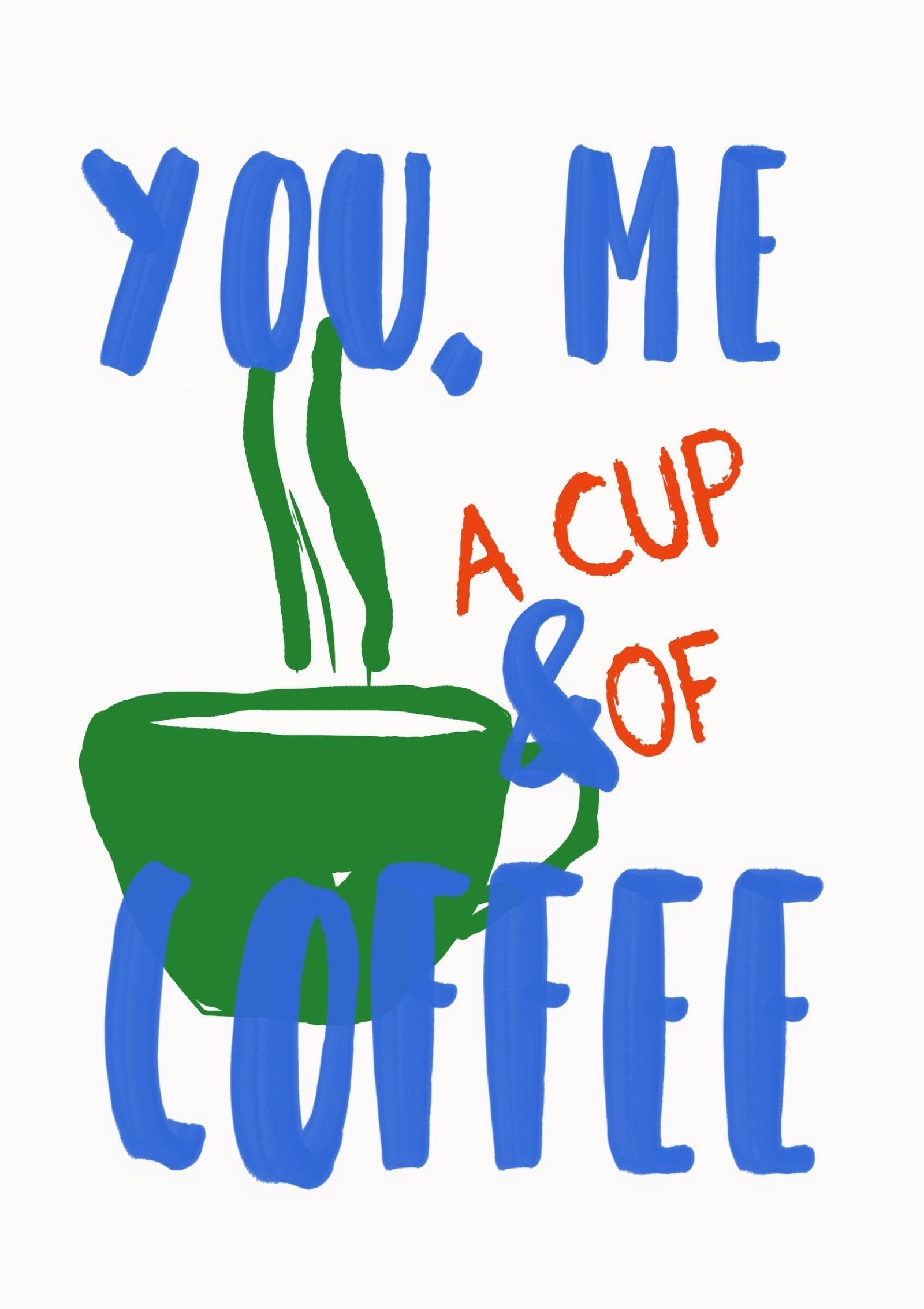 You, Me & Coffee Art Print-Skudaboo