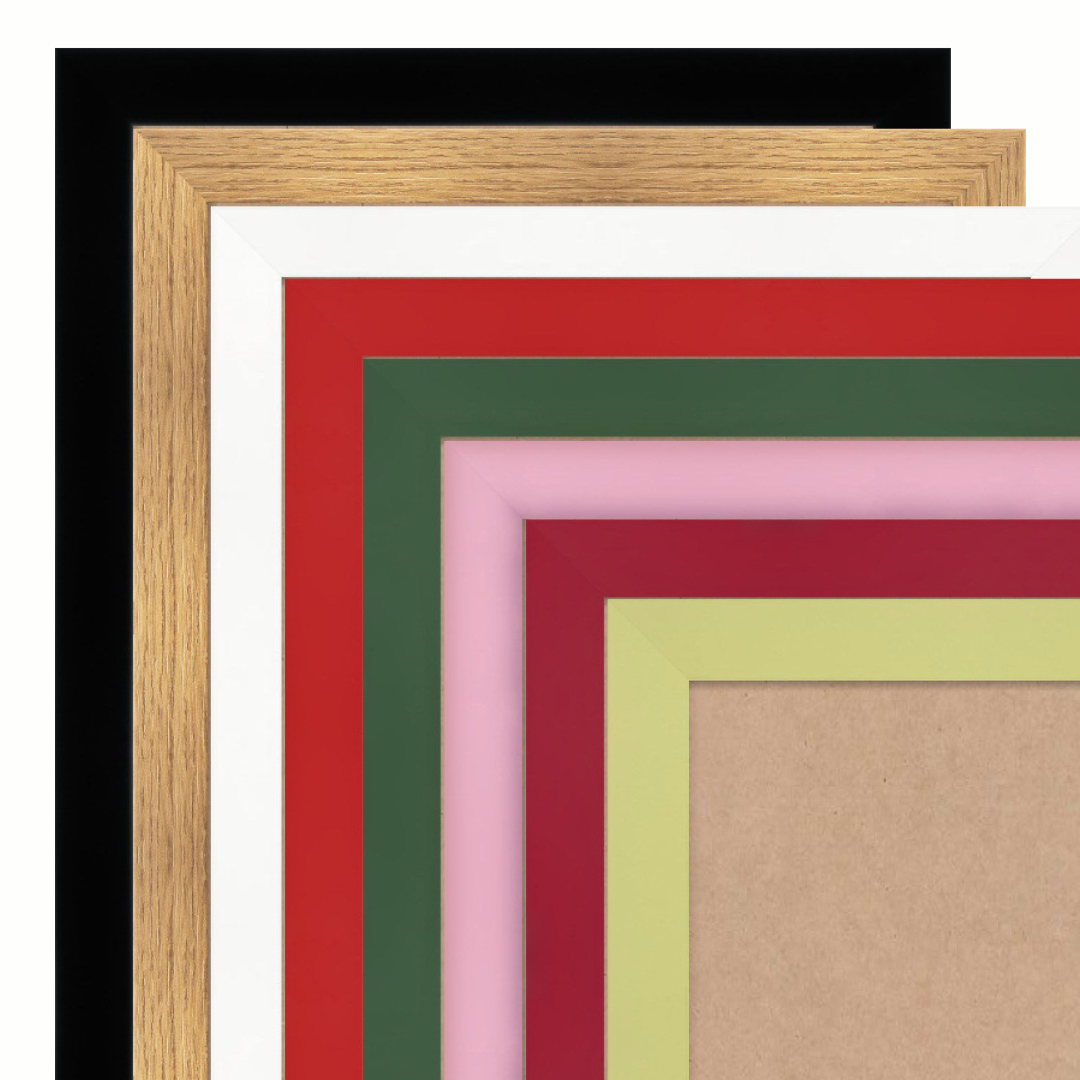 a group of four different colored frames on a white background